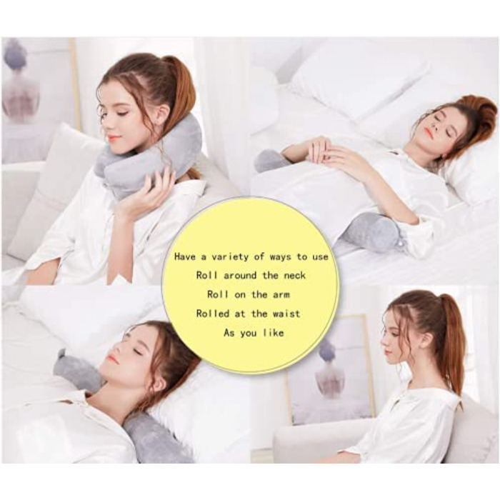 Подорожня подушка Hxcxrst із піноматеріалу Memory Foam, ортопедична подушка для підтримки шиї, підборіддя, талії та ніг, регульована, сіра, для дому, літака, автобуса, поїзда