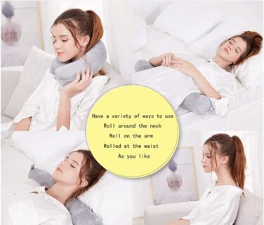 Подорожня подушка Hxcxrst із піноматеріалу Memory Foam, ортопедична подушка для підтримки шиї, підборіддя, талії та ніг, регульована, сіра, для дому, літака, автобуса, поїзда