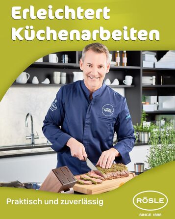 Набір кухонних ножів Rösle Cuisine Passion (7 предметів): бамбукова підставка, 5 сталевих ножів та кухонні ножиці, преміум-якість