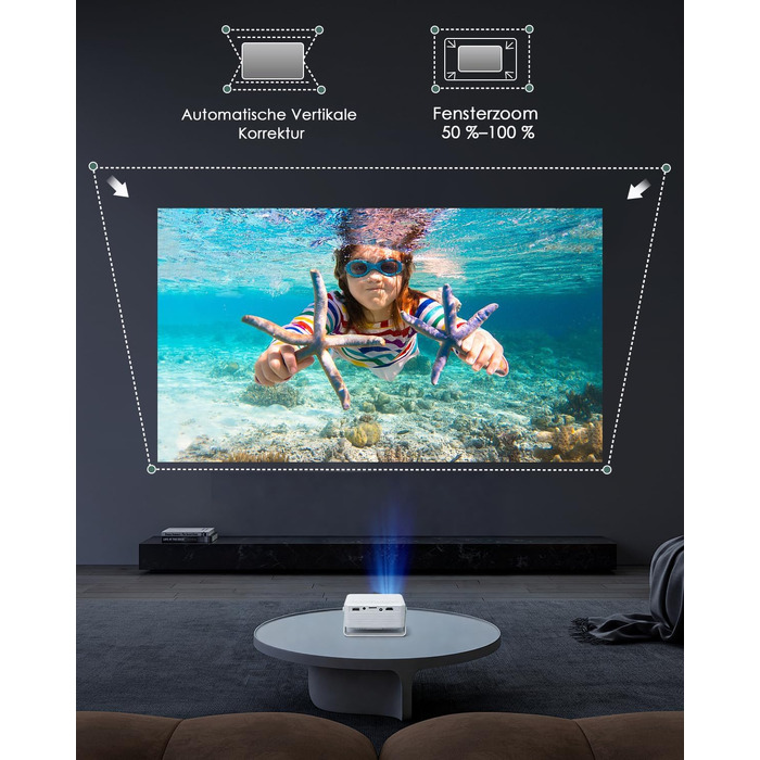YOTON Mini Beamer 1080P: Портативний проектор для дому, спальні, HDMI/USB/PS5/ТВ-стік, чорний (зелений)