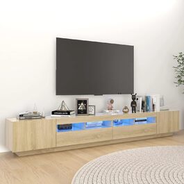 ТВ тумба SECOLI з LED підсвіткою 260x35x40 см, дуб сонома, з висувними ящиками, для вітальні, сучасний телевізійний комод