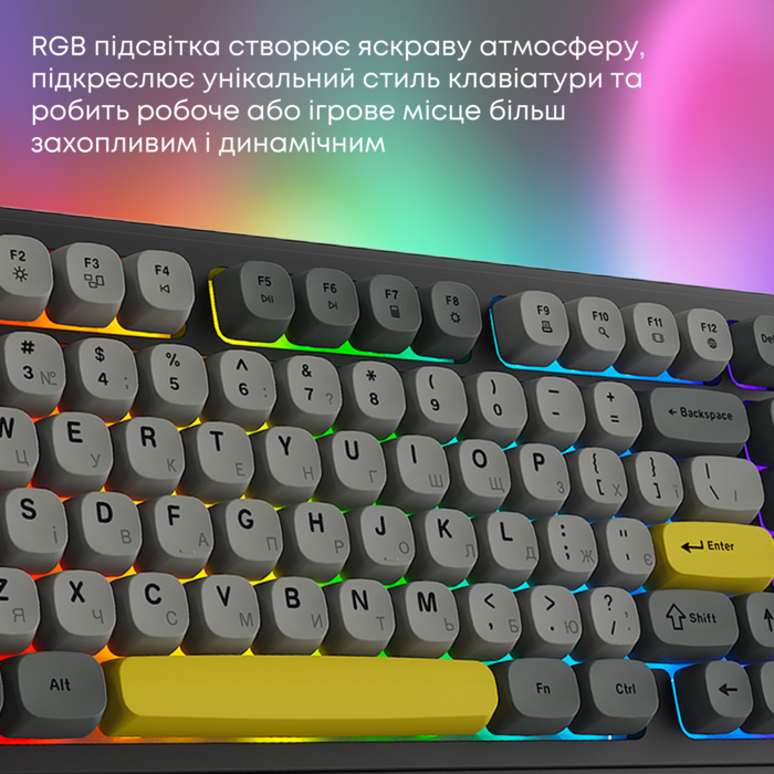 Бездротова клавіатура Ajazz AF98 PLUS Black Gray Yellow (AF98-PLUS-BGY)