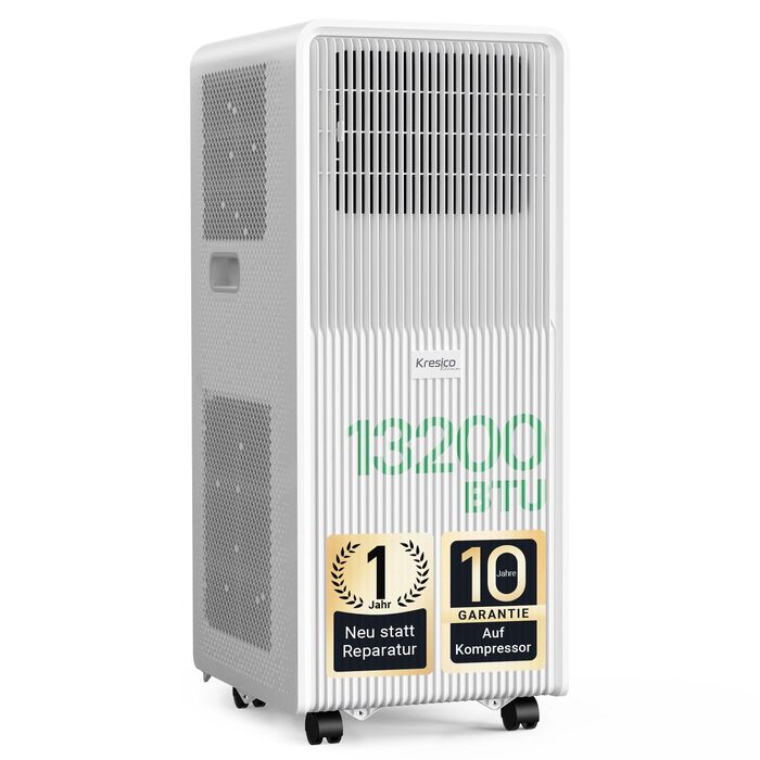 Мобільний кондиціонер 9000 BTU з відвідною трубою R290 для кімнат до 33м²/90м³ з таймером, матовий білий