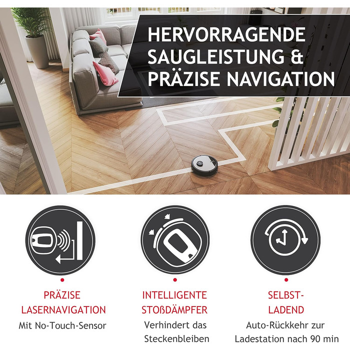 Робот-пилосос Hoover HG5 з лазерною навігацією, автоматичним очищенням, станцією для збору пилу, керуванням через додаток, складанням карт та розкладом прибирання, сенсорами перешкод, самостійним спорожненням і зарядною станцією [HG550DP]