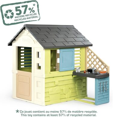 Дитячий будиночок Smoby Life Pretty з кухнею, 110x127x145 см, перероблений пластик, для вулиці, від 2 років