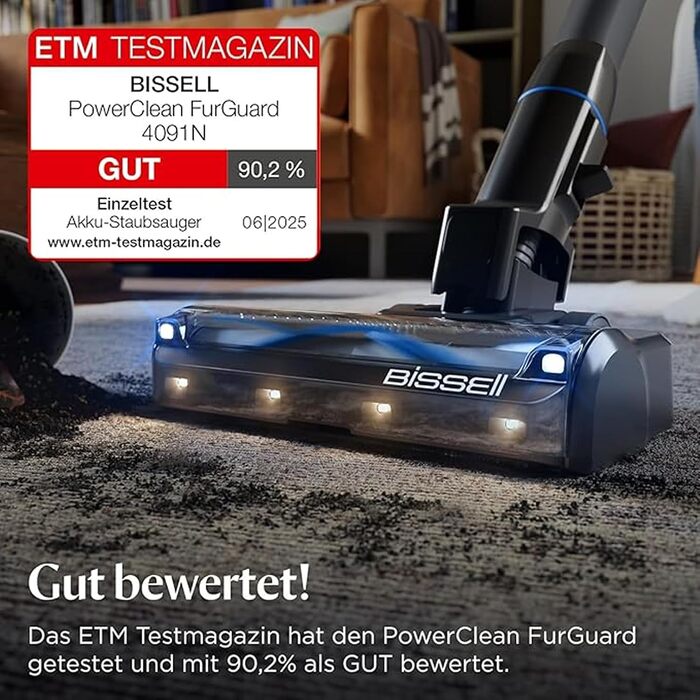 Акумуляторний пилосос Bissell PowerClean FurGuard для шерсті тварин: 280W, HEPA-фільтр, самоочисна щітка, 50 хв роботи