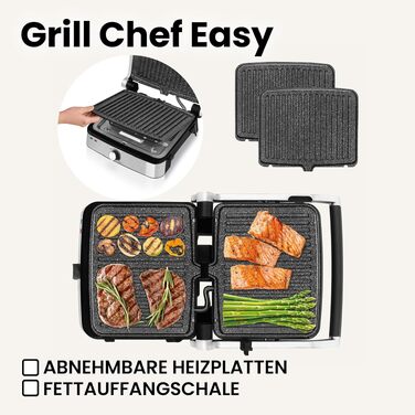 Електрогриль-тостер ZEEGMA Grill Chef Easy 2-в-1, 2000 Вт, керамічне антипригарне покриття, регульована температура та кут нахилу, можна мити в посудомийній машині