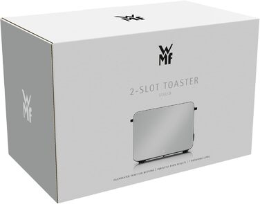 Тостер WMF Stelio 2-слотовий нержавіюча сталь, з підставкою для булочок, функція для бейглів, 7 ступенів підсмажування, 900 Вт, матова нержавіюча сталь (матово-білий)