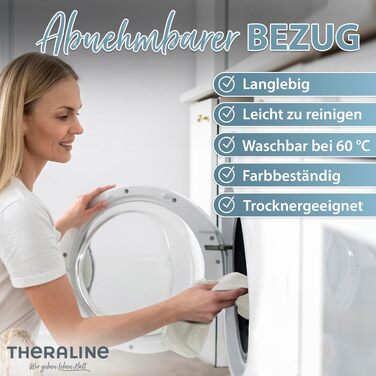 Theraline Клиновидна подушка ортопедична для офісного крісла, з піни високої якості, для авто, знімний чохол 100% бавовна, прання 60°C (Кремовий)