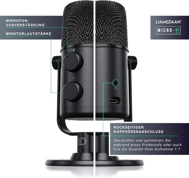 CSL USB мікрофон-конденсатор для ПК з підставкою та поп-фільтром, кардіоїдна спрямованість, настільний мікрофон для геймінгу, стрімінгу, подкастів, Plug & Play