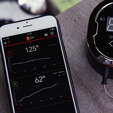 Weber iGrill 2 — розумний Bluetooth термометр для м'яса з 4 підключеннями, магнітним кріпленням, контроль через додаток та дисплей, чорний, 3.2 x 10.8 x 5.0 см, для гриля