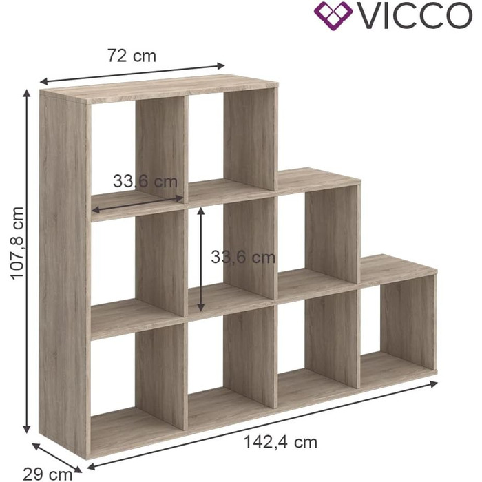 Стелаж Vicco Treppenregal, драбинчастий, дуб сонома, 142.2x107.8 см