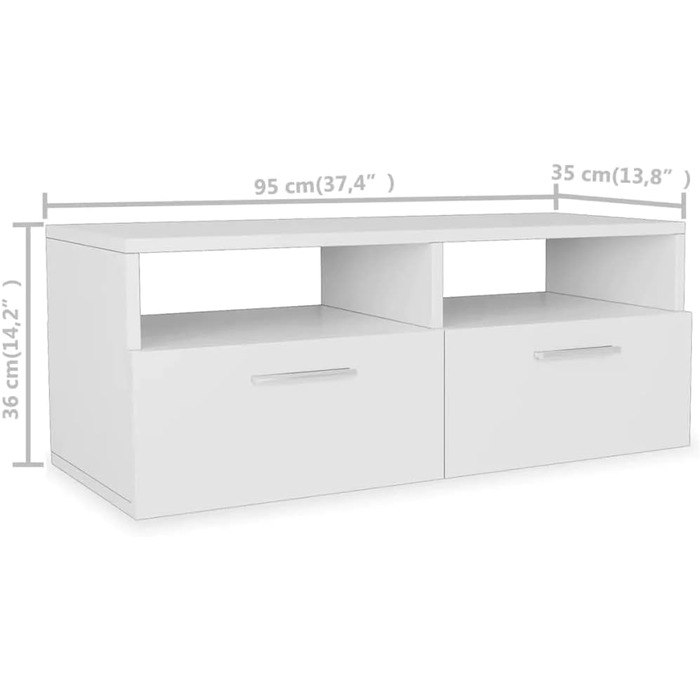 Тумба для телевізора vidaXL з 2 полицями та 2 шафками, дуб, 95x35x36 см, меблі для вітальні з ДСП