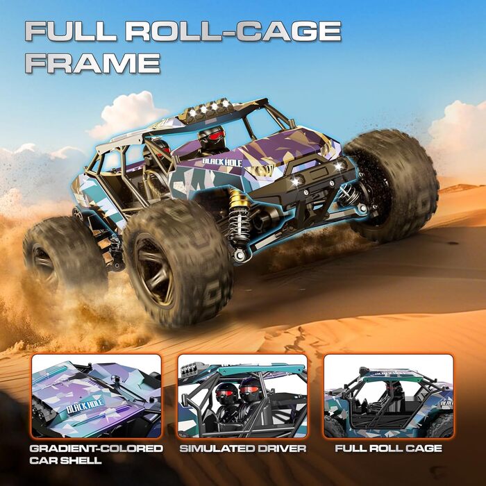 Радіокерований позашляховик Monster Truck 1:14 2.4GHz 4WD 40 км/год з 2 акумуляторами та комплектом шин для дітей та дорослих