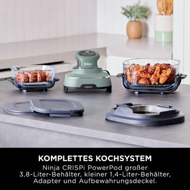 Ninja CRISPi Airfryer: Фритюрниця-конвекційна піч, 3.8 л, 4-в-1, 1700 Вт, Sage (FN101EUSTGD)
