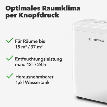 Осушувач повітря електричний Trotec TTK 27 E (12 л/добу, 15 м²/37 м³, автовимкнення)