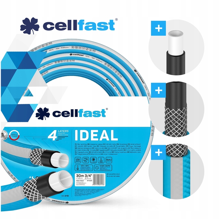 Садовий шланг на котушці-згортачі Cellfast з розбризкувачем, 3/4