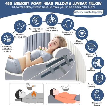 Набір з 4 подушок-кусочків з memory foam для підтримки спини та попереку. Подушки-кусочки для лікування болю в спині, після операцій, для сну.