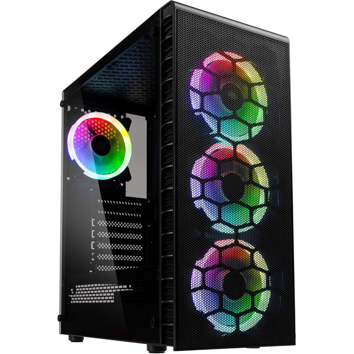 Корпус для ПК KOLINK Observatory Lite Mesh ATX з RGB підсвіткою, геймерський Midi Tower з загартованим склом і вентиляторами