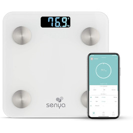 Смарт-ваги Senya з Bluetooth, скляні, білий, контроль ваги через додаток Fitday, модель SYWB-S007