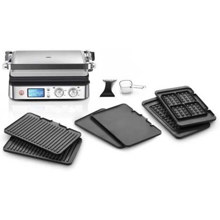 Контактний гриль Braun MultiGrill 9 Pro CG 9167 з 6 наборами пластин (гриль, плоскі, вафельні) та датчиком температури