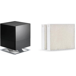 Зволожувач повітря Stadler Form Oskar, енергозберігаючий, для кімнат до 50 м², з автоматичним вимкненням, регульованим підсвічуванням, тихий, чорний, комплект з 2 фільтрами
