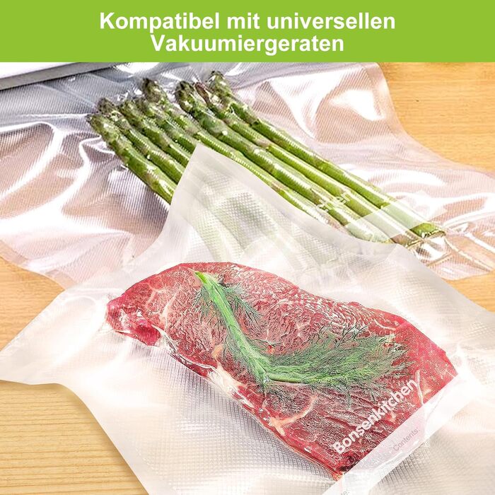 Пакети для вакууму Bonsenkitchen Profi VB3205 (150 шт., 15x25, 20x30, 28x40 см) - для харчових продуктів, Sous Vide, BPA-free