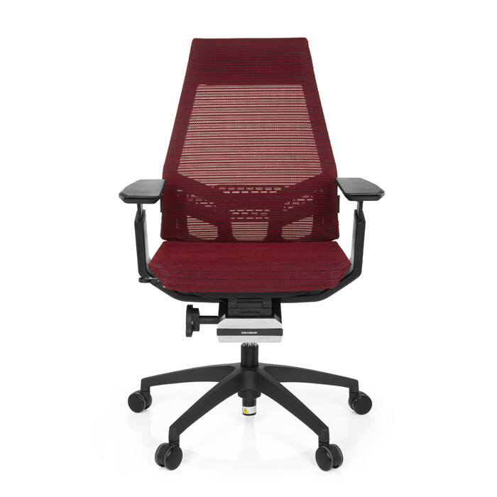 Офісне крісло GENIDIA SMART BLACK з сітчастою спинкою, червоним акцентом hjh OFFICE