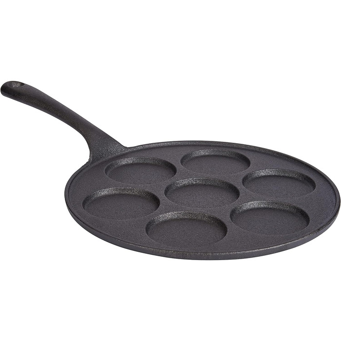 Каструля для міні-млинців KitchenCraft з чавуну, підходить для духовки, 7 порцій по 6,5 см, універсальна для всіх плит, 24x37,5 см