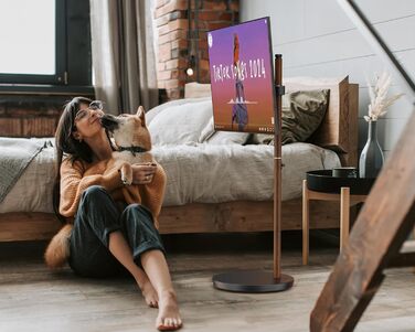 Мобільна стійка для телевізора FITUEYES 24-48'' з колесами, поворотом на 90°, компактна, для офісу, спальні, вітальні, чорна