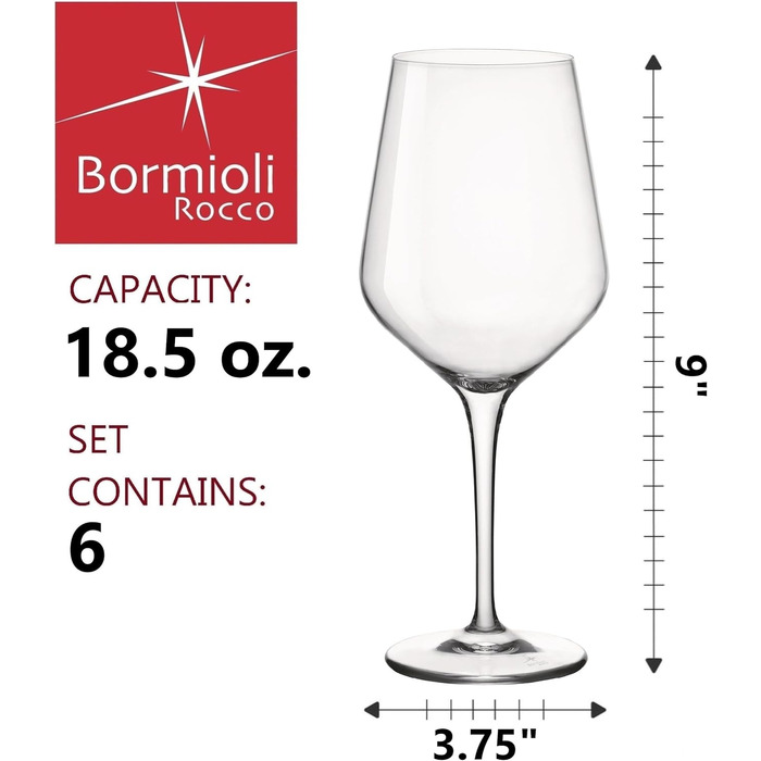 Набір келихів для вина Bormioli Rocco Electra прозорі, 6 шт, 550 мл