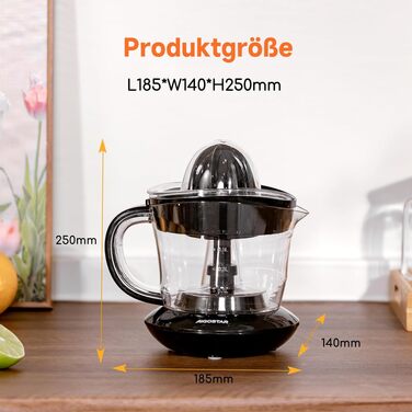 Електрична цитрусовижималка Aigostar 700 мл, 40 Вт, 2 режими, BPA-free, чорна