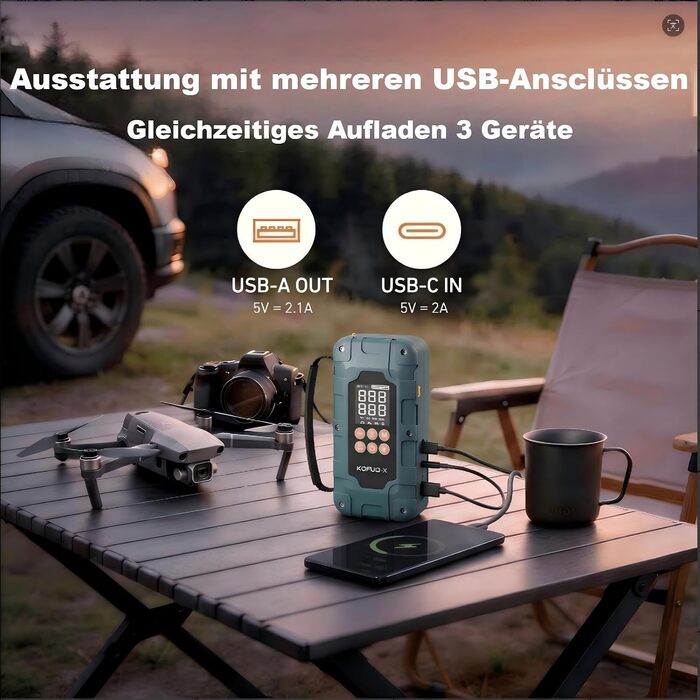 Пусковий пристрій (бустер) 7000A з компресором для автомобіля 12V, Powerbank, колір A-Зелений