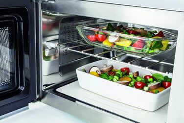 Мікрохвильова піч CASO MG 20 Cube Ceramic з грилем, керамічне дно, без поворотного столика, подвійний рівень грилю, інноваційний контролер CUBE, LED-підсвітка, срібляста