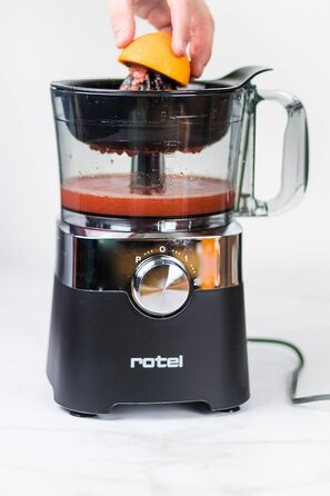 Кухонний комбайн Rotel 1436550, мультифункціональний, електричний подрібнювач, міксер, терка, цитрус-прес, нержавіюча сталь, пластик, чорний, 38,5x24,6x11,9 см