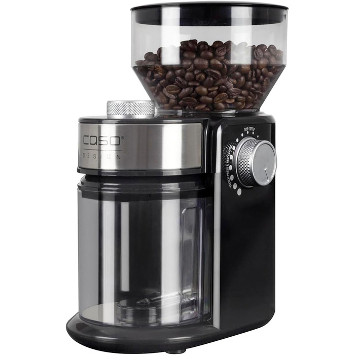 Електрична кавомолка CASO Barista Crema з регулюванням помелу, професійний дисковий механізм, потужність 150 Вт, для зернової кави