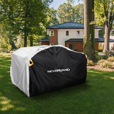 Чохол для квадроцикла Neverland XXXL 256x110x120 см, водонепроникний, всесезонний, для вулиці та приміщення, сніго- та пилозахист, з вітрозахисною застібкою, чорний/сріблястий/помаранчевий
