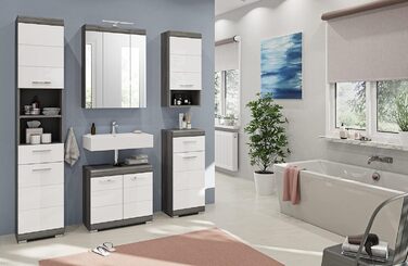 Вузька шафа для ванної xonox.home Scout X06B2711, білий глянець/раухсрібло, 37x191x31 см