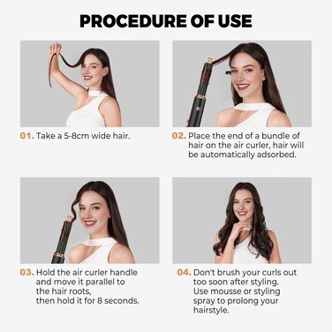 Набір для укладки волосся Hairstyler 5-в-1 з автозавиткою та феном, чорний