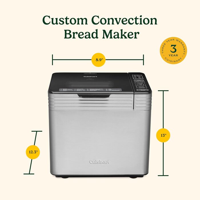 Хлібопічка Cuisinart CBK-210 Convection: професійна, з конвекцією, 16 програм, до 0.9 кг, нержавіюча сталь