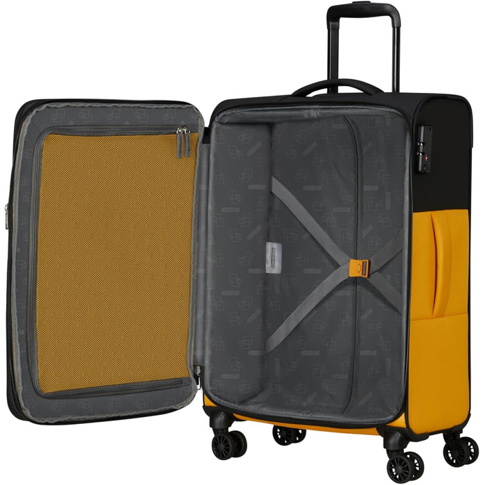 Валіза American Tourister Daring Dash Spinner M, розширювана, 67/75 л, 66.5 см, чорна/жовта