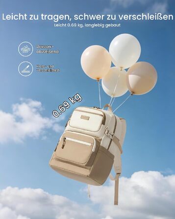 Жіночий рюкзак LOVEVOOK для ноутбука 17.3 дюймів, місткий шкільний рюкзак для підлітків (Бежево-чорно-коричневий)