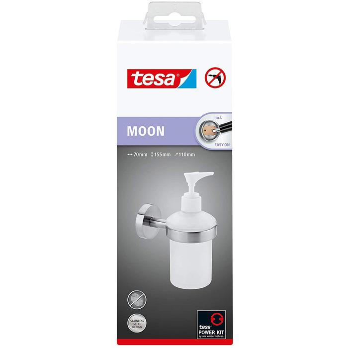 Рушникотримач tesa Moon, дворамний, поворотний, хромований, настінний без свердління, з клейким кріпленням, 50×83×456 мм