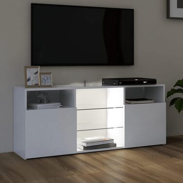 vidaXL ТВ-тумба з LED-підсвіткою, біла, 120x30x50 см