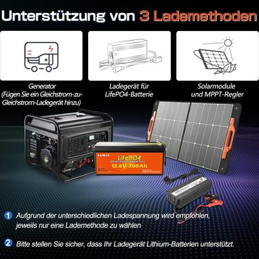 LiFePO4 акумулятор 12V 200Ah (2560Wh) з BMS 100A, літієва батарея Deep Cycle для кемпінгу та автобудинків, 12.8V