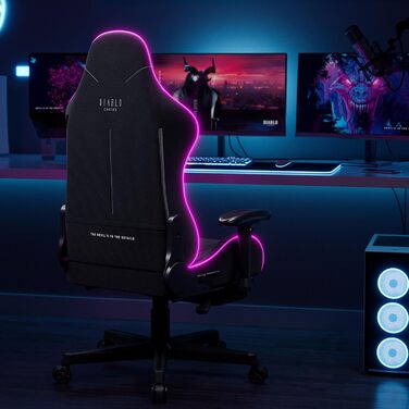 Ігрове крісло Diablo Gamer X-Starter, тканинна оббивка, регульовані підлокітники, ергономічний дизайн, до 136 кг, чорне (LED)