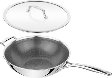 Набір сковорідок ZWILLING Peak 3 шт. (20, 24, 28 см), нержавіюча сталь з антипригарним стільниковим покриттям, стійкі до подряпин, для всіх типів плит та індукції, сріблясто-чорний