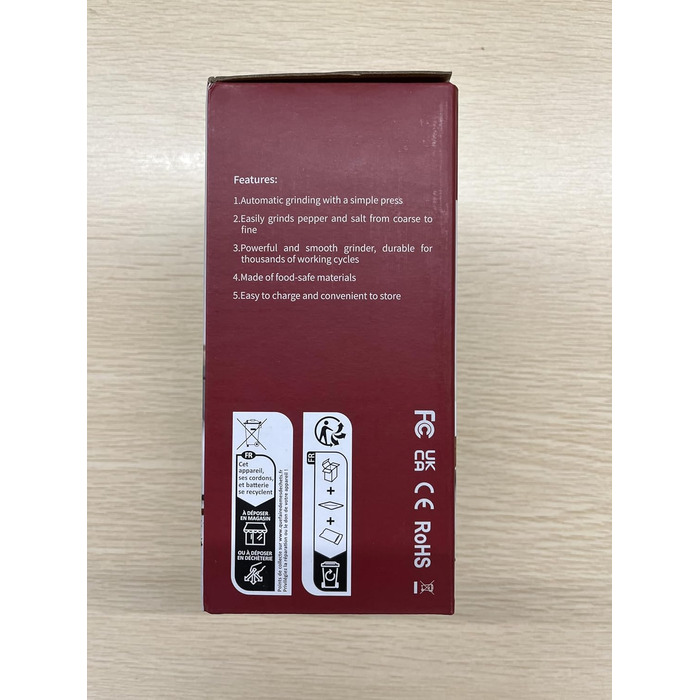 Електрична млинниця для солі та перцю Viitech 2-в-1, USB, регульоване помел, LED підсвітка, набір електричних млинів для спецій