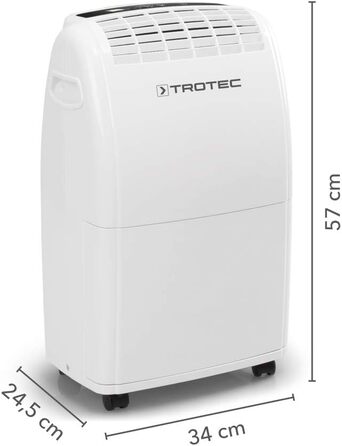 Електричний осушувач повітря Trotec TTK 75 E – продуктивність 20 л/день – площа 45 м² / 110 м³ – автоматичне вимкнення