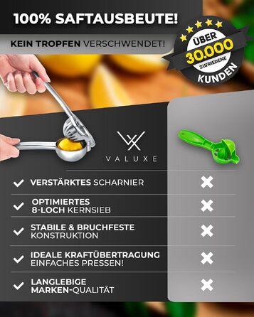 Преміальний ручний віджим для цитрусових VALUXE® зі сталі (Small Deluxe) — соковижималка для лимонів, лаймів та апельсинів, придатна для посудомийки